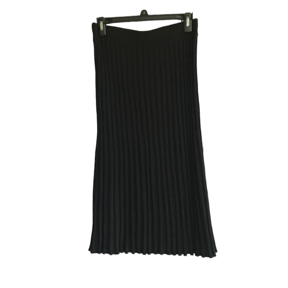 Jones New York Collection Ribbed Knit Midi Skirt Black Small Elastic Waistband